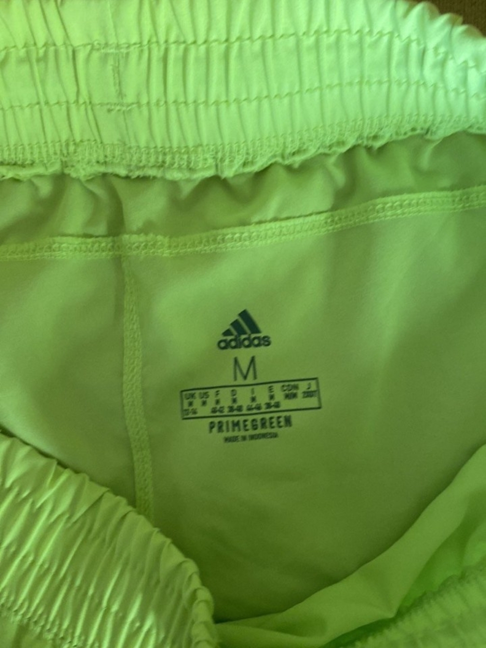 adidas Women’s Neon Yellow Athletic Shorts with White Stripes - Picture 3 of 3